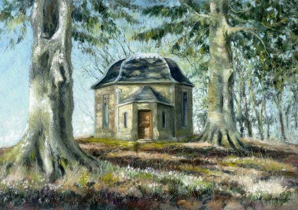 A6 mounted print of Belladrum temple Inverness shire