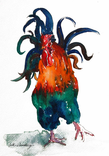 A6 mounted print of a fun cockeral