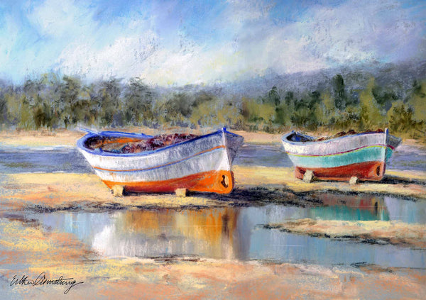 A6 mounted print of boats in Tunsia