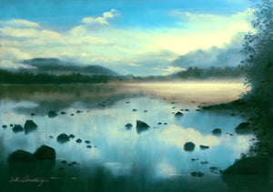 A6 mounted print of a pastel of Loch Morlich near Aviemore