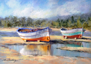 A6 mounted print of boats in Tunsia